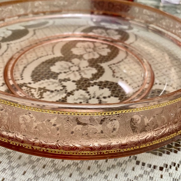 BEAUTIFUL RARE 13” PINK GLASS VTG CONSOLE BOWL - Picture 3 of 5